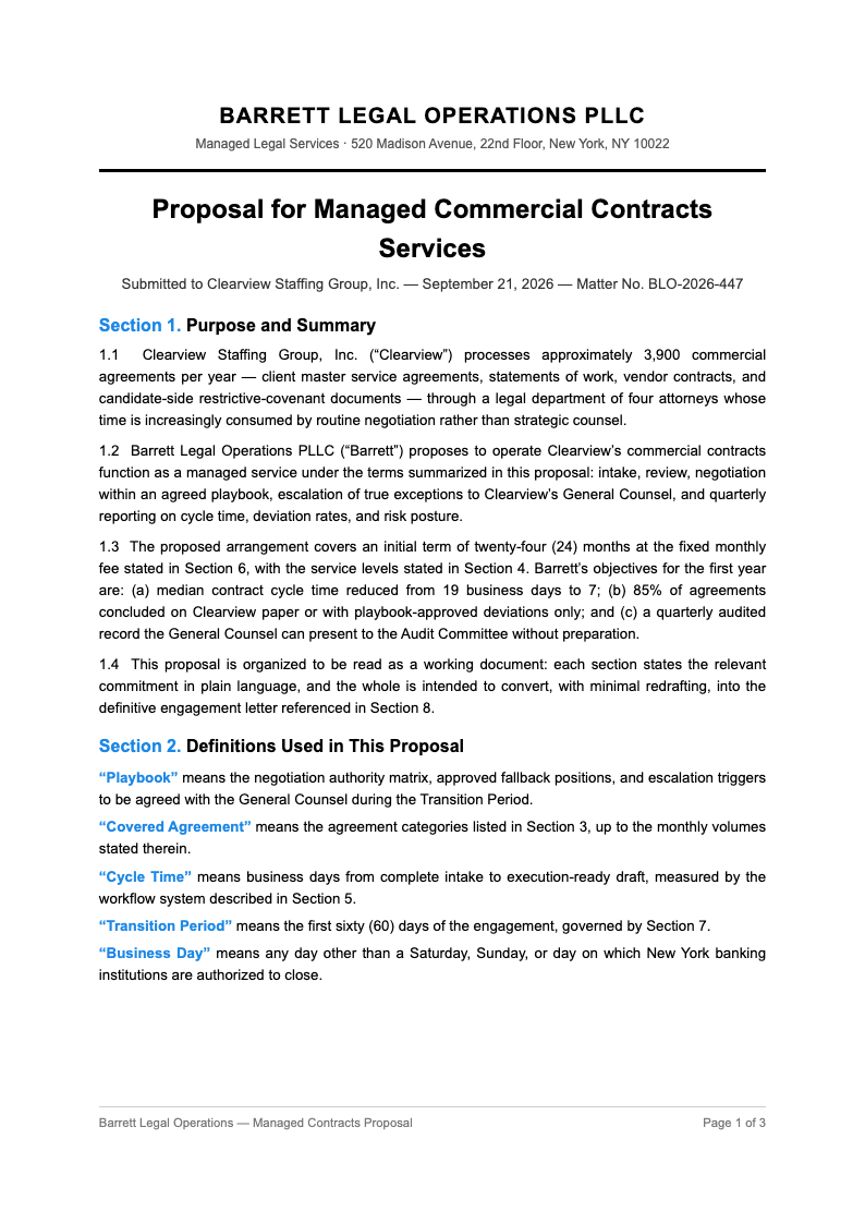 Legal contract business proposal